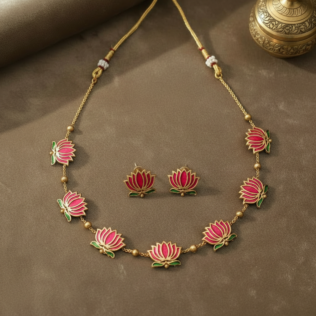 PINK LOTUS JEWELLERY SET