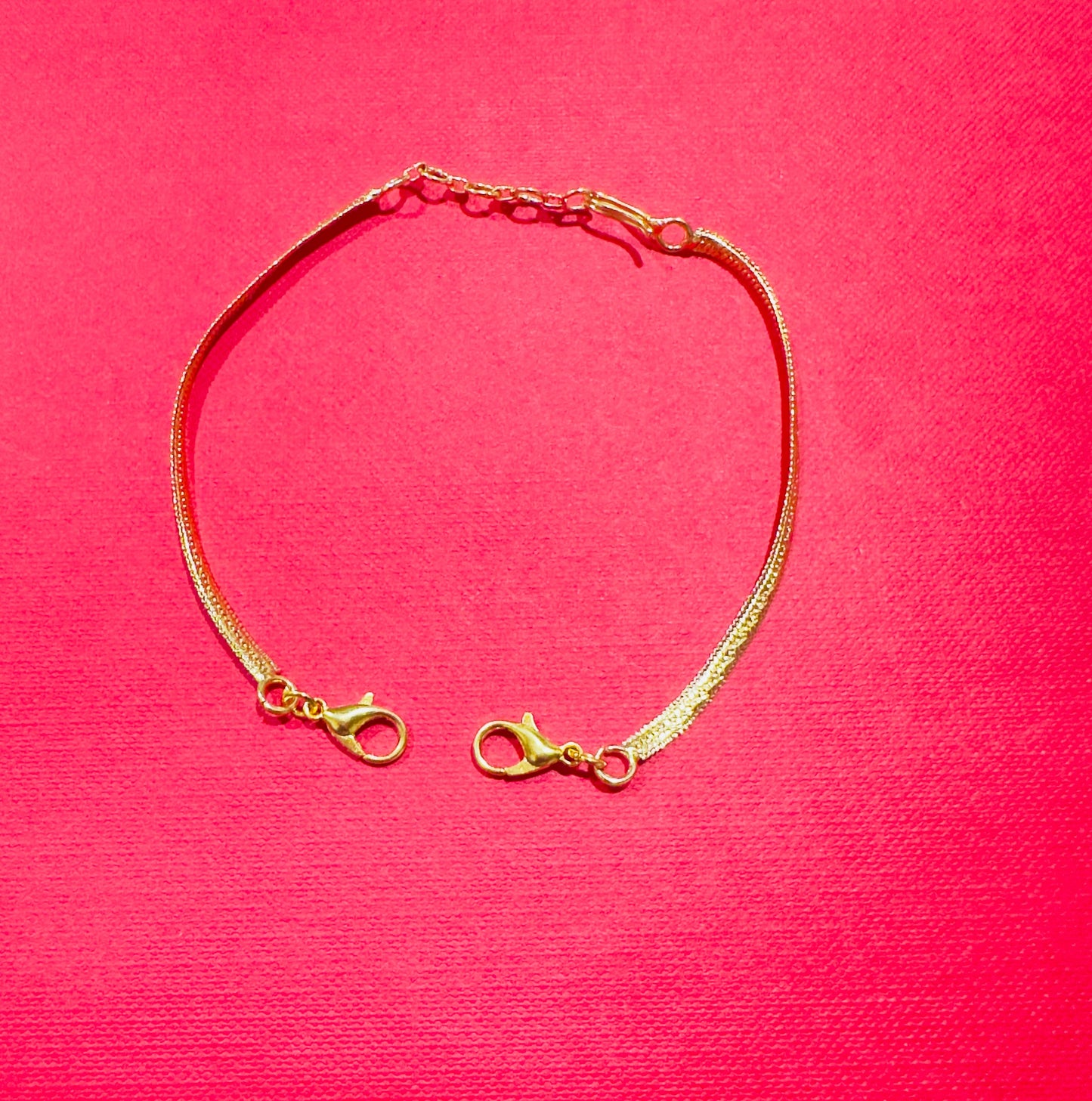 18K GOLD LOOK FLAT TYPE NECKLACE BACK CHAIN - WITH FISH HOOK