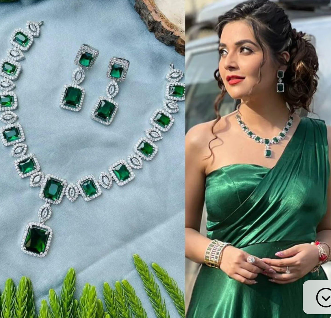 EMERALD SHLOKA AMBANI ZIRCONIA JEWELLERY SET