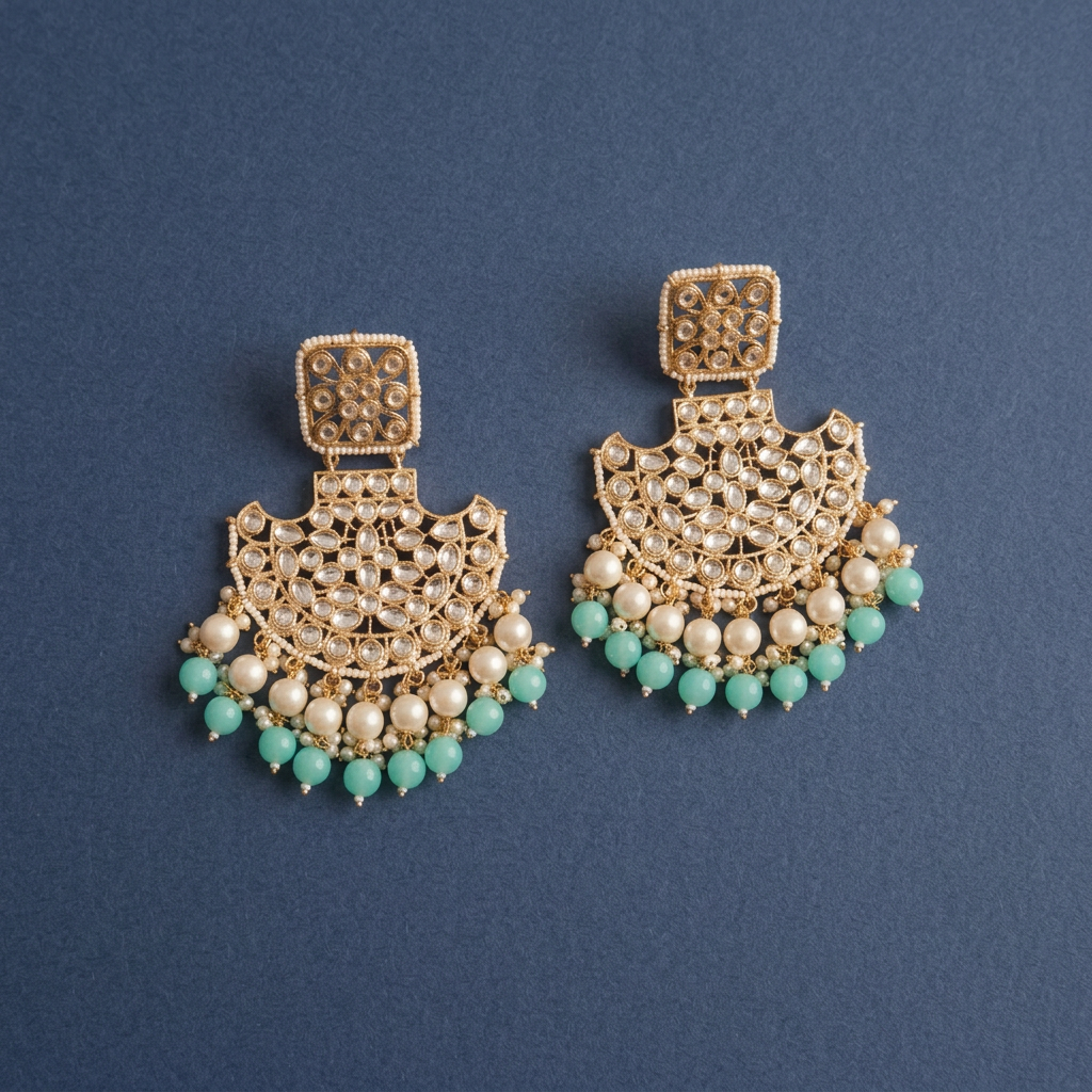 MINT KIARA KUNDAN CHANBALI EARRINGS