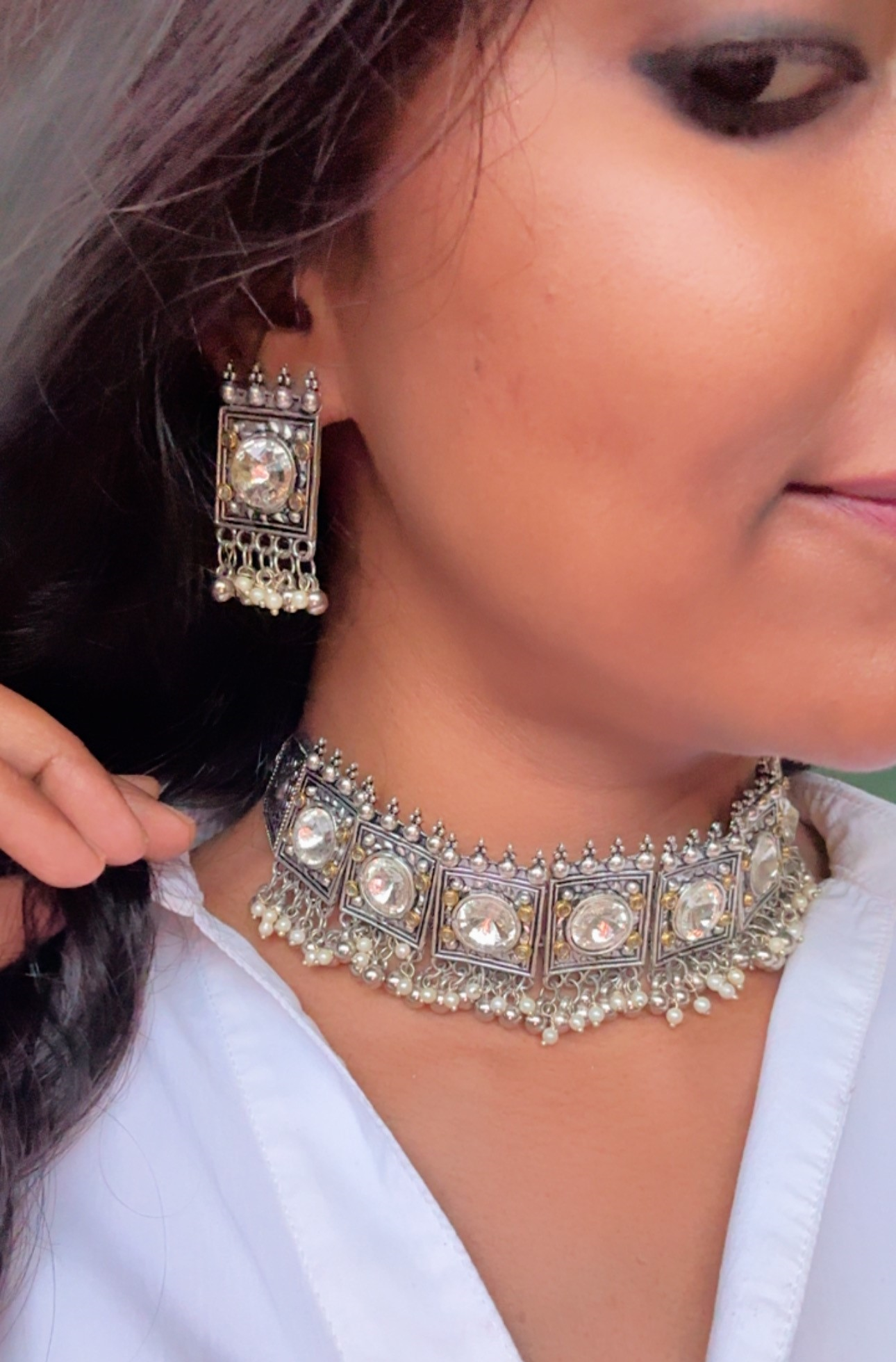 LAANIYA SILVER PLATED JEWELLERY SET