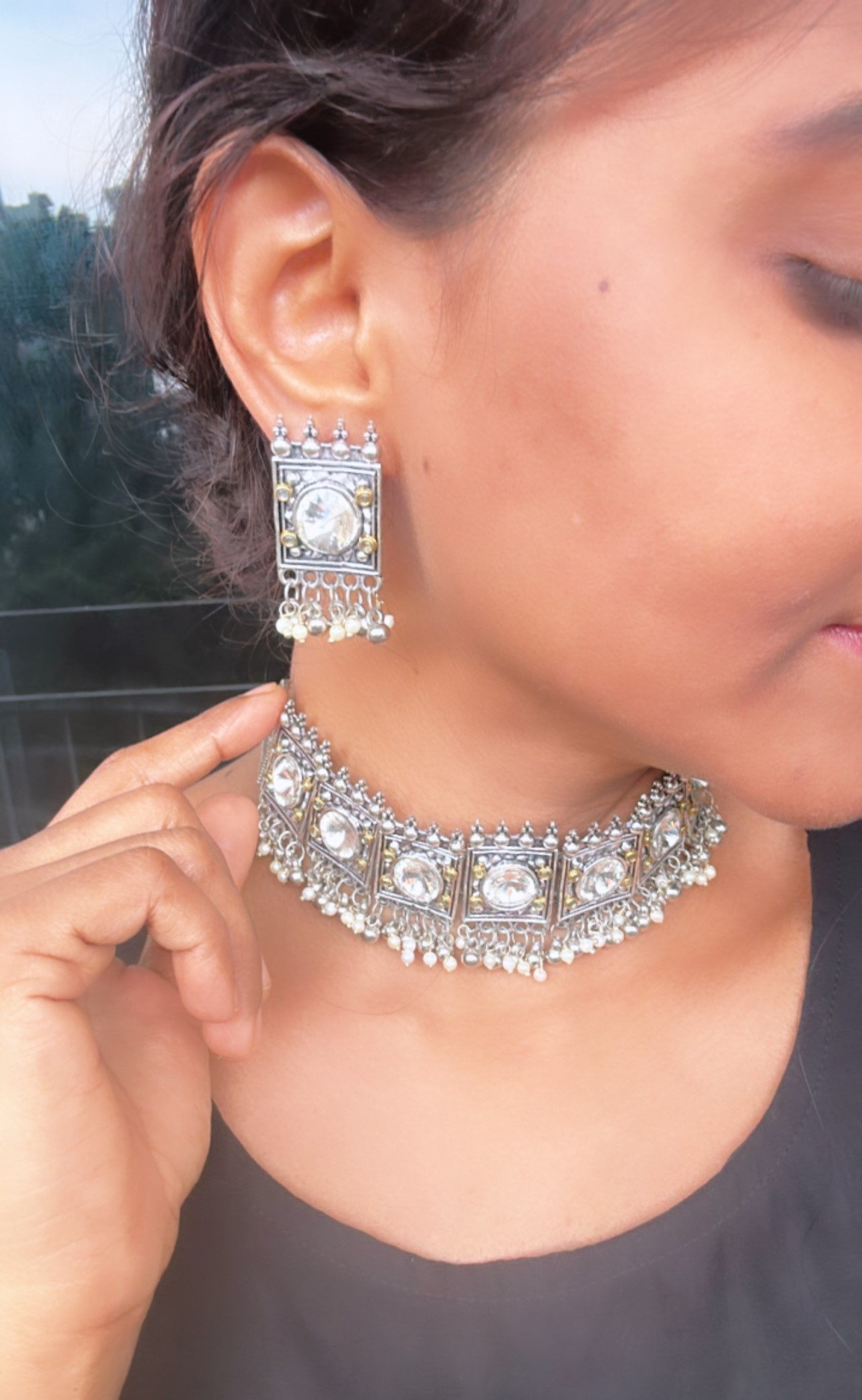 LAANIYA SILVER PLATED JEWELLERY SET