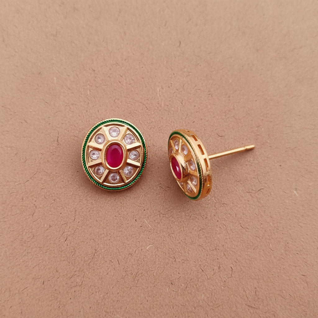 RUBY EESHA KUNDAN STUD EARRINGS