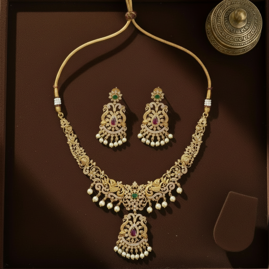 GOLDEN TREEYA TEMPLE JEWELLERY SET