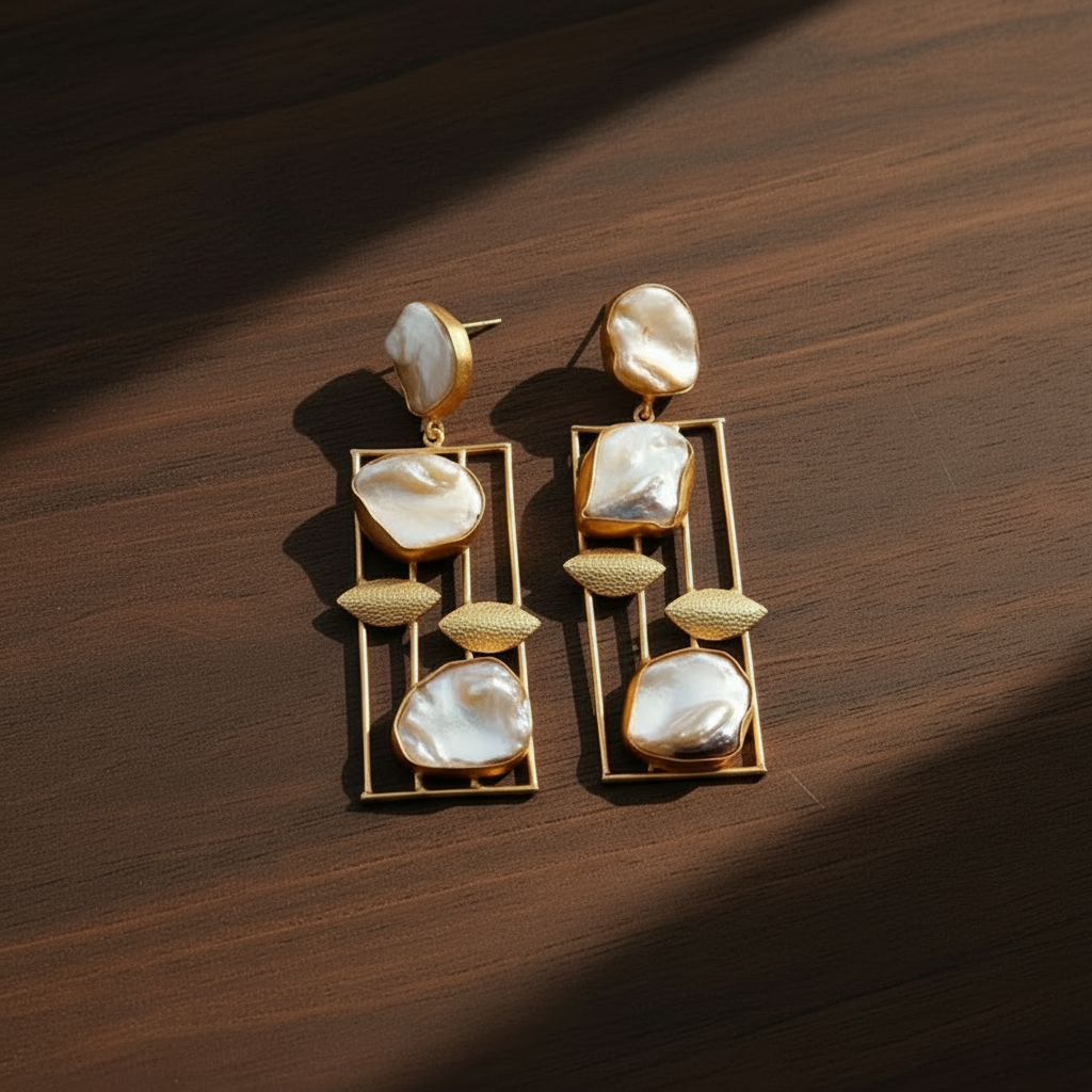 COLVA PEARL DANGLER EARRINGS