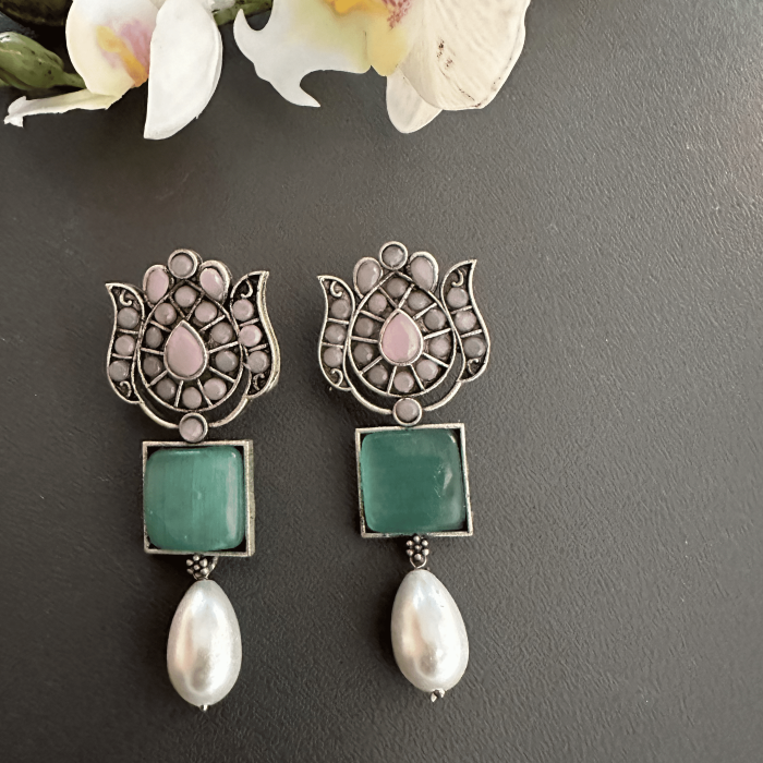 Pink Silver Plated earrings