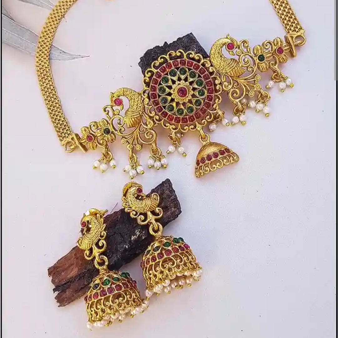 MULTICOLOR MOURNI TEMPLE JEWELLERY SET