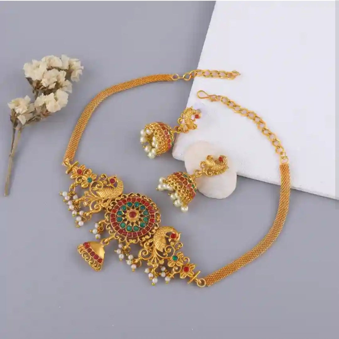 MULTICOLOR MOURNI TEMPLE JEWELLERY SET