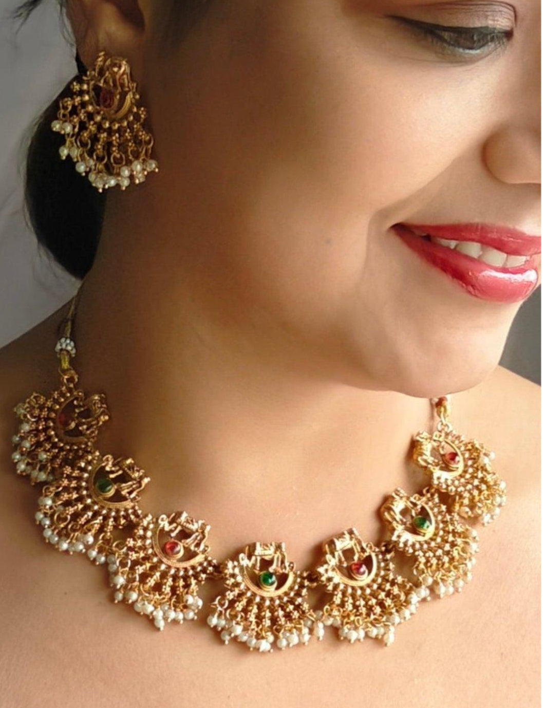 GOLDEN GAJAH TEMPLE JEWELLERY SET