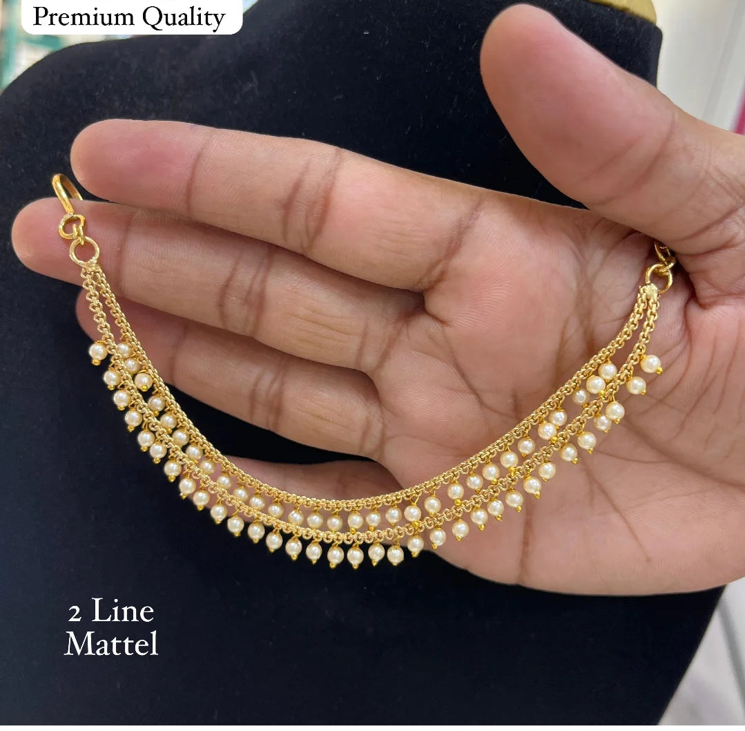 PREMIUM TWO LAYER HANGING PEARL EAR CHAIN