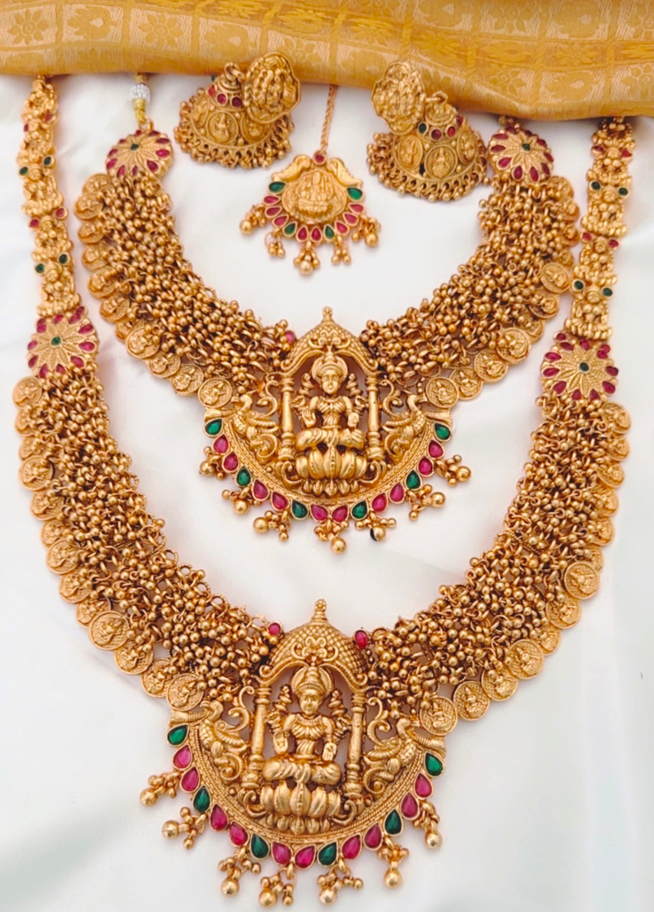 GOLDEN VRITIKA TEMPLE JEWELLERY SET COMBO