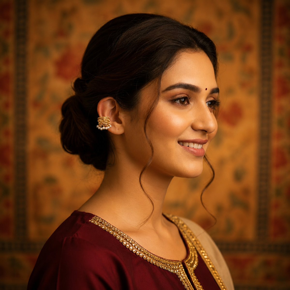 GOLDEN JIYA BUGADI  EARRINGS
