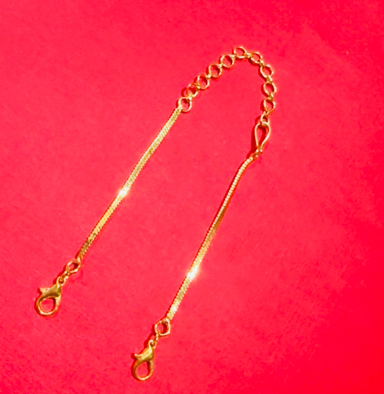 18K GOLD LOOK FLAT TYPE NECKLACE BACK CHAIN - WITH FISH HOOK