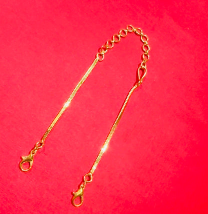 18K GOLD LOOK FLAT TYPE NECKLACE BACK CHAIN - WITH FISH HOOK