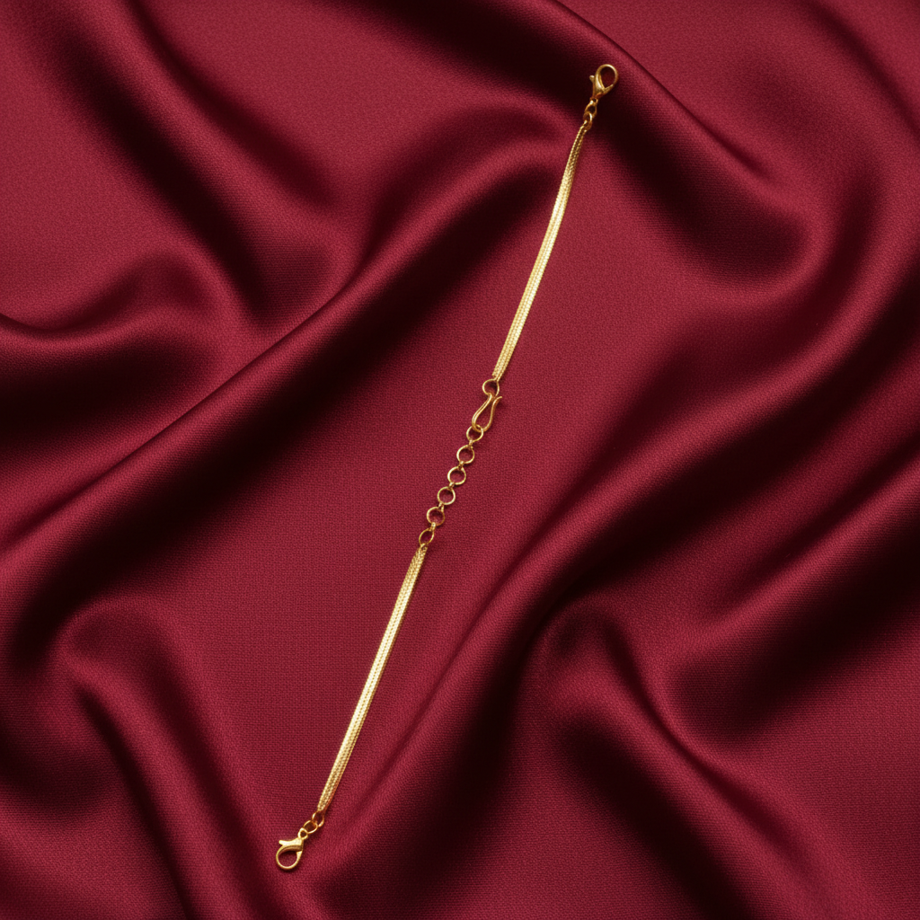 18K GOLD LOOK FLAT TYPE NECKLACE BACK CHAIN - WITH FISH HOOK