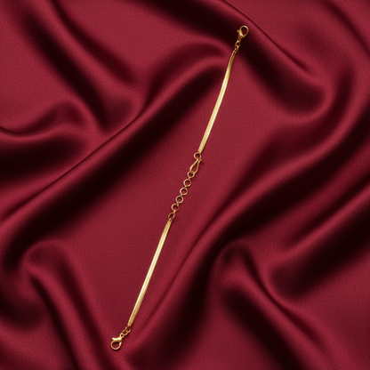 18K GOLD LOOK FLAT TYPE NECKLACE BACK CHAIN - WITH FISH HOOK