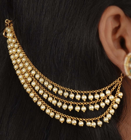 PREMIUM THREE LAYER HANGING PEARL EAR CHAIN