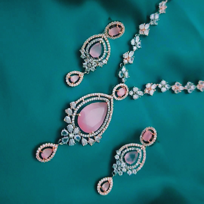 PINK ARDEN AMERICAN DIAMOND JEWELLERY SET