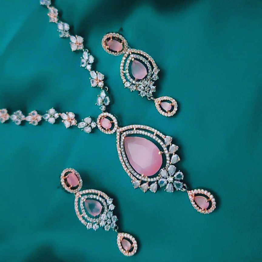 PINK ARDEN AMERICAN DIAMOND JEWELLERY SET