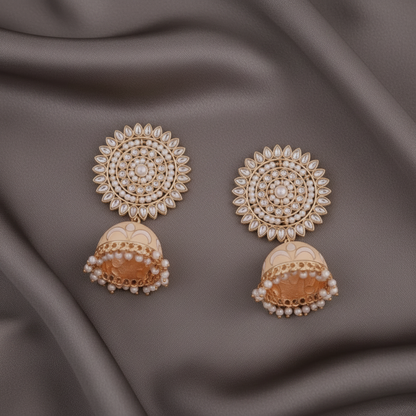 IVORY NIRALA KUNDAN JHUMKI EARRINGS
