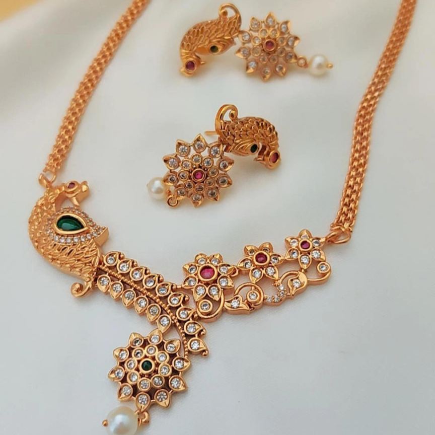 GOLDEN ROMINI TEMPLE JEWELLERY SET