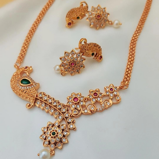 GOLDEN ROMINI TEMPLE JEWELLERY SET