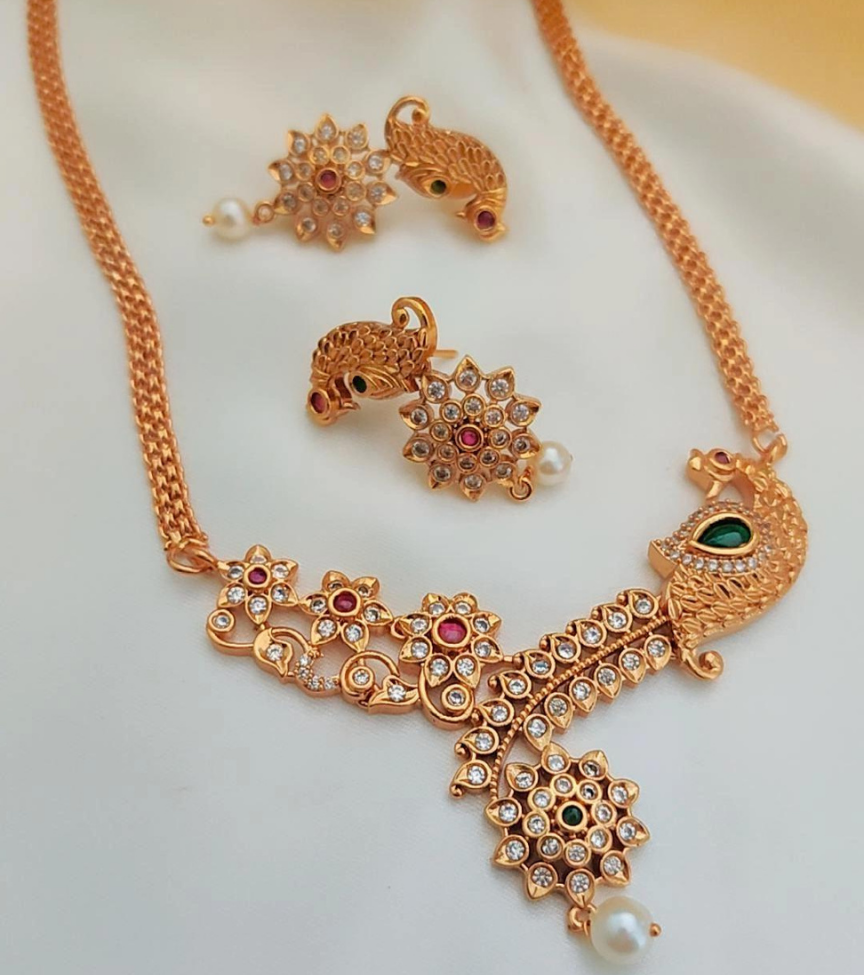 GOLDEN ROMINI TEMPLE JEWELLERY SET