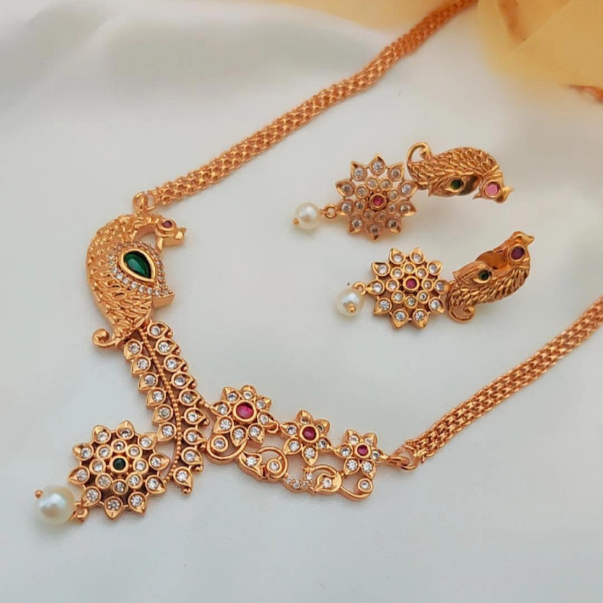 GOLDEN ROMINI TEMPLE JEWELLERY SET