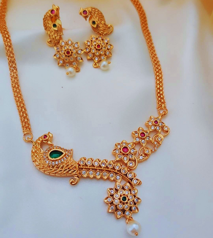 GOLDEN ROMINI TEMPLE JEWELLERY SET
