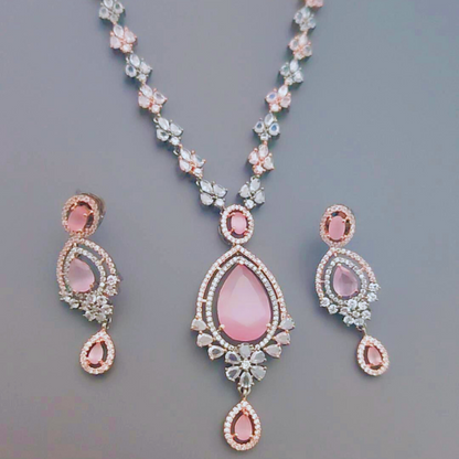 PINK ARDEN AMERICAN DIAMOND JEWELLERY SET