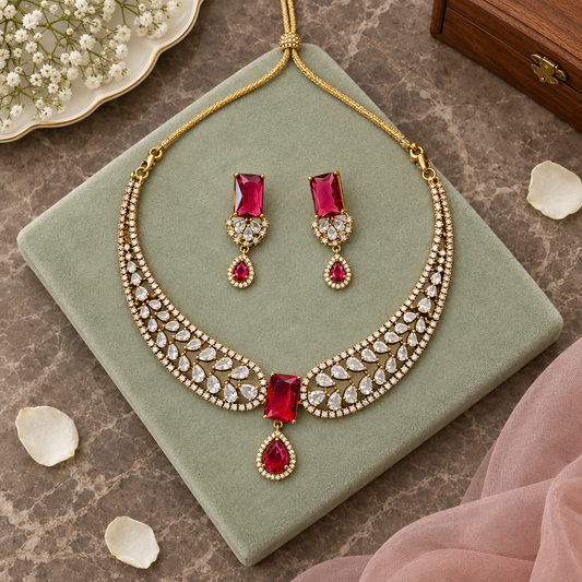 RUBY BREZA VICTORIAN JEWELLERY SET