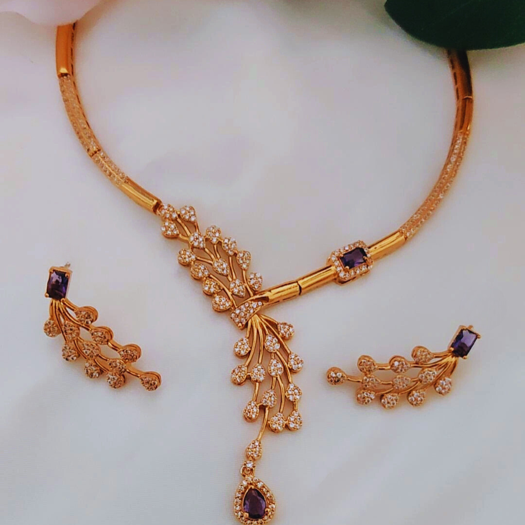 PURPLE LAYA ZIRCONIA JEWELLERY SET