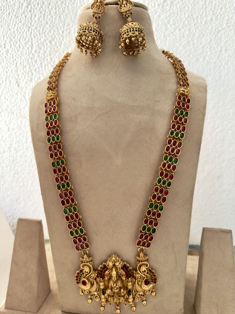 1 Gram Gold Green Chittu Necklace