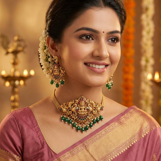 MULTICOLOR NIMITHA TEMPLE JEWELLERY SET
