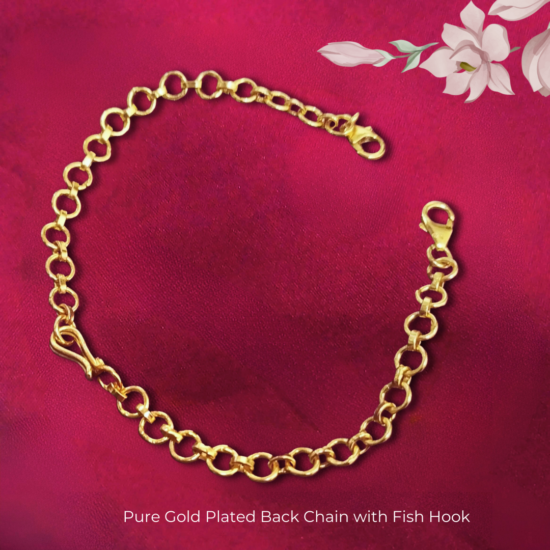 18K GOLD POLISH NECKLACE BACK CHAIN - WITH FISH HOOK
