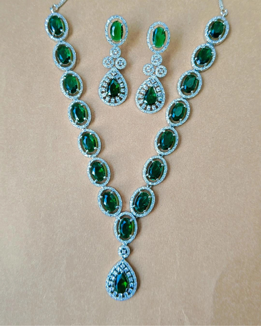 EMERALD ISHA AMBANI ZIRCONIA JEWELLERY SET