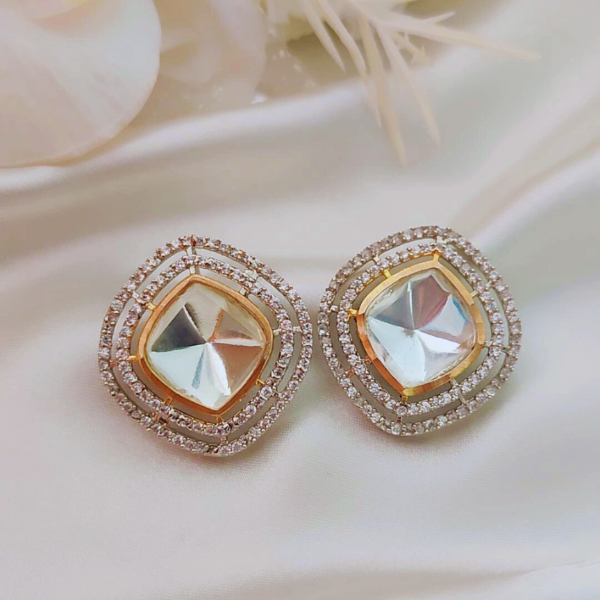 ORIGINAL SILVER POLKI STATEMENT EARRINGS