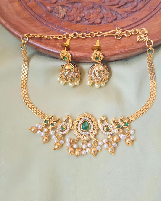 EMERALD NEENA TEMPLE JEWELLERY SET