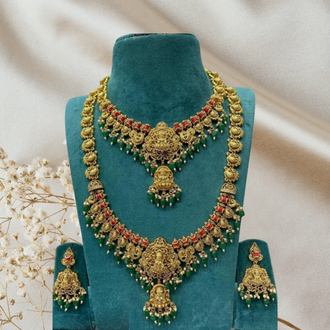 MULTICOLOR DHRITI TEMPLE JEWELLERY SET COMBO