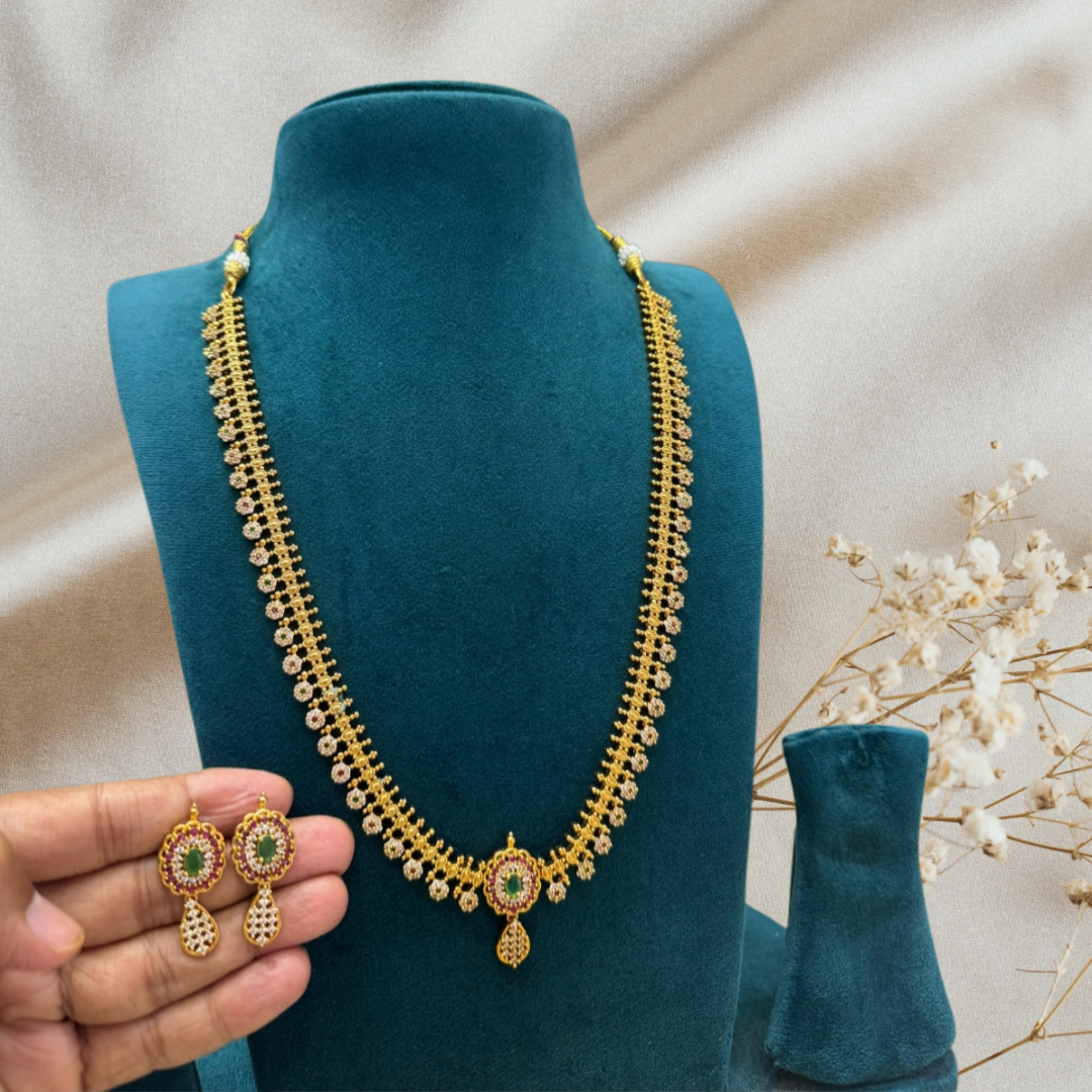 MULTICOLOR DIVYANTHI LONG ZIRCONIA JEWELLERY SET