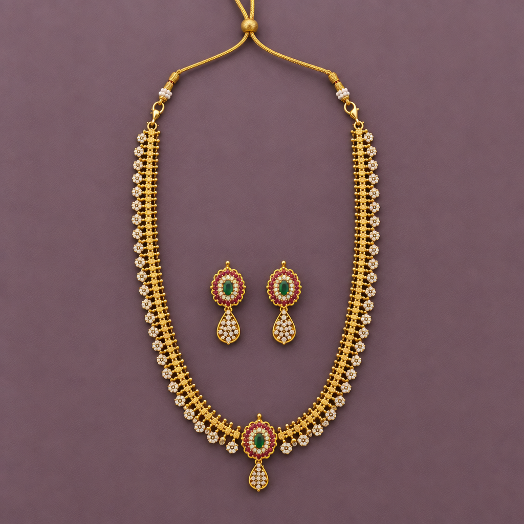 MULTICOLOR DIVYANTHI LONG ZIRCONIA JEWELLERY SET