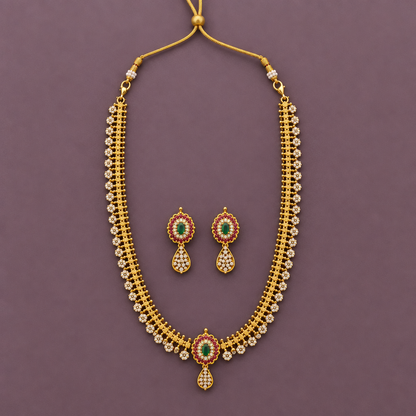 MULTICOLOR DIVYANTHI LONG ZIRCONIA JEWELLERY SET