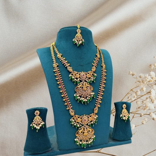 GOLDEN DRIPTHI TEMPLE JEWELLERY SET COMBO