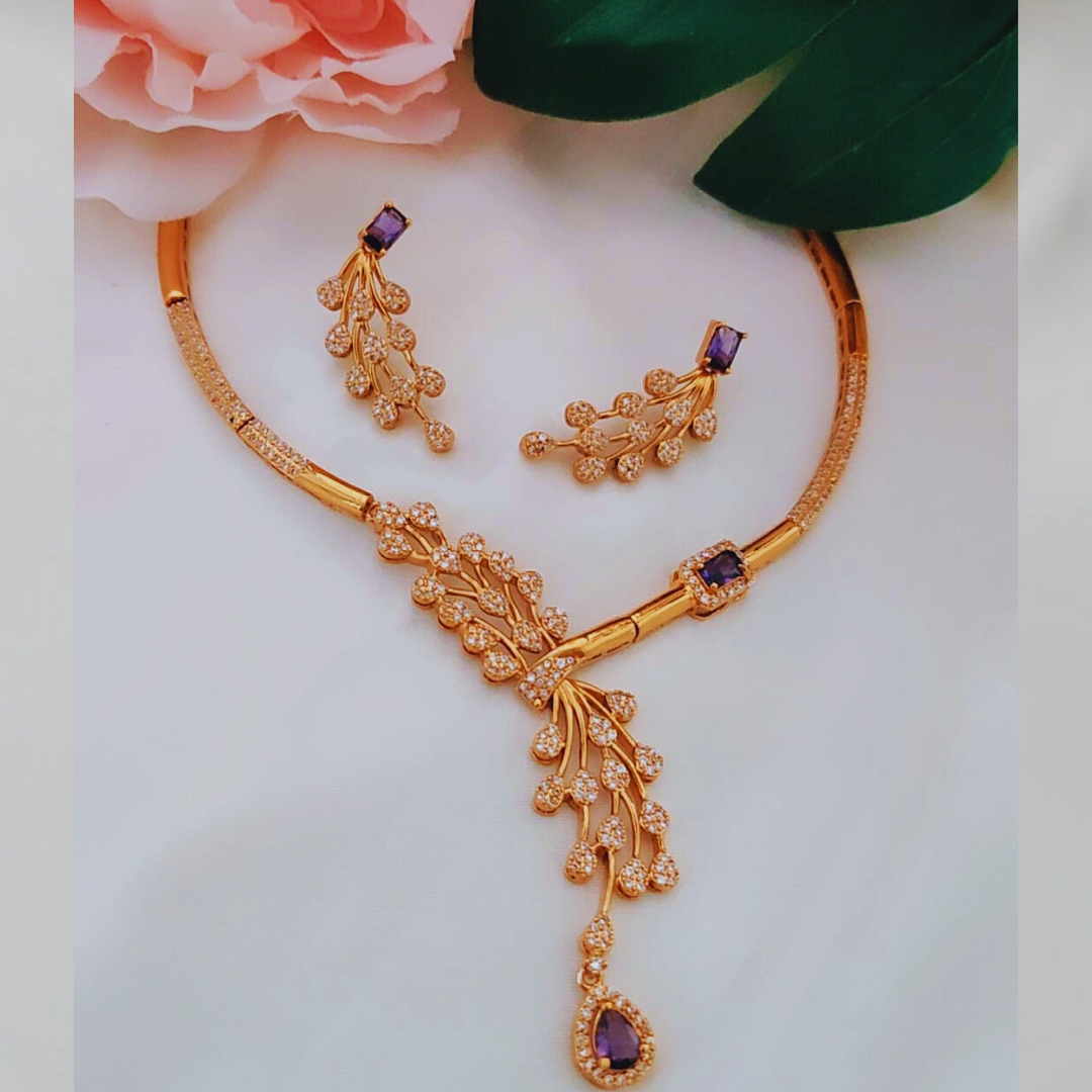 PURPLE LAYA ZIRCONIA JEWELLERY SET