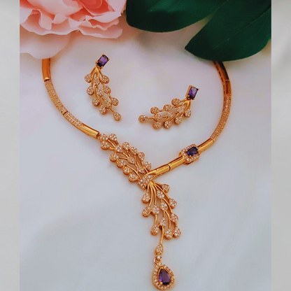 PURPLE LAYA ZIRCONIA JEWELLERY SET