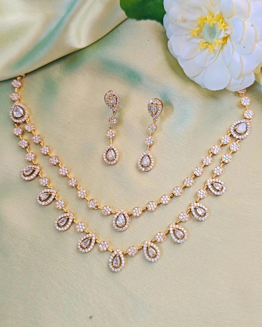 GOLDEN HRIDA ZIRCONIA JEWELLERY SET