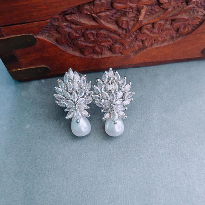 SILVER CHERYL ZIRCONIA EARRINGS