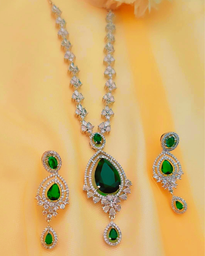 EMERALD ARDEN AMERICAN DIAMOND JEWELLERY SET