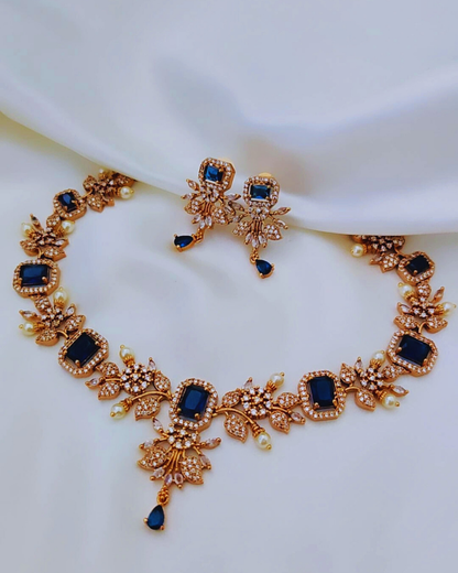 NAVY CHRISTA ZIRCONIA JEWELLERY SET