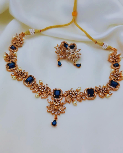 NAVY CHRISTA ZIRCONIA JEWELLERY SET